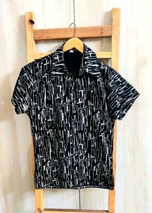 Black Printed Cotton Shirt Si,e-34-36