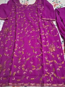 Purple Embroidered Kurta Set