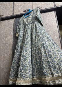 Blue Anarkali Kurti . Knot Neck Design .