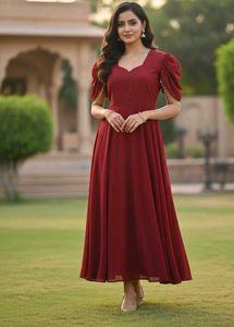 Elegant Maroon Ethnic Gown for Festive Occasions