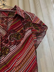 Paisley Print Button-Down Top