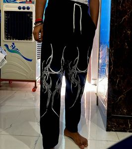 Graphic Print Black Sweatpants