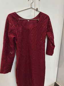 Elegant Maroon Sequin Top For Woman