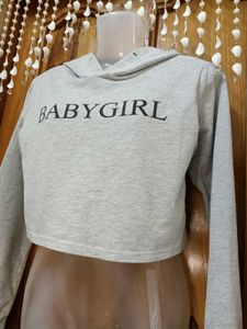 Babygirl Grey Cropped Hoodie