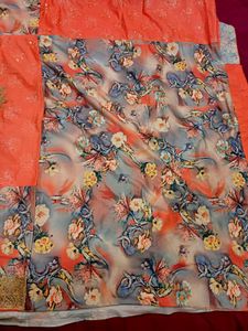 Orange Floral Saree