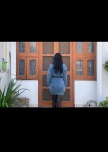 Fluffy Blue Mini Dress