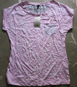 Pink Lace Detail Tee - New with Tags
