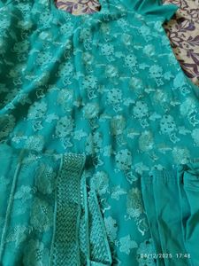 L-xl size Teal Embroidered Salwar Suit