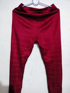 Maroon Checkered Jeggings
