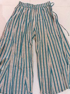 Ateesa Soft Cotton Striped Palazzo Pants , Size:L