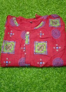 Red Printed Kurta