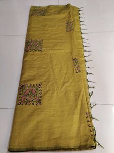 Olive Green Cotton saree