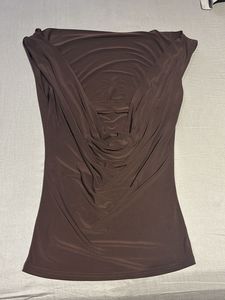 Brown Cowl Neck Top