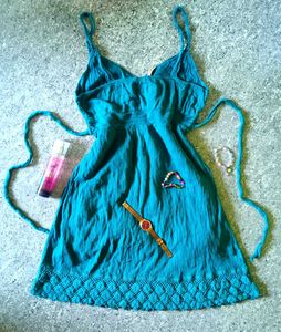 TEAL SPAGHETTI STRAPS DRESS