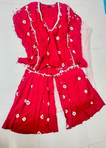Red Ethnic Dress Material