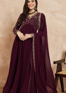 Elegant Maroon Anarkali Kurta Set