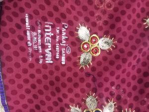 Maroon &amp; Brown Heavy Saree