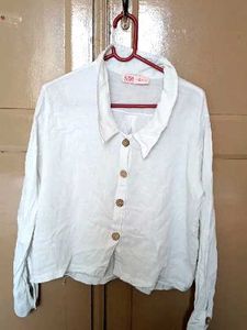 White Button-Down Crop Top