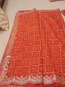 Elegant Red Bandhani Saree