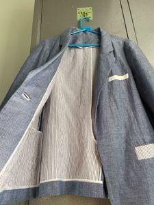 Blue Linen Blend Blazer