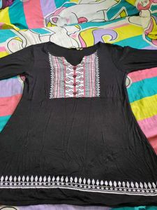 Embroidered Black Tunic Top