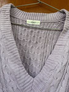 Lavender V Neck Cropped Sweater