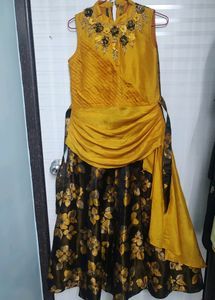 Elegant Mustard & Floral Dress