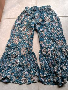 Teal Floral Sharara Set - Party Ready