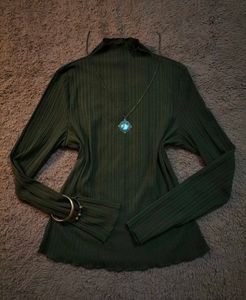 Olive Green Ribbed Turtleneck