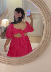 Pink Open Back Mini Dress