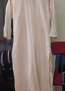 Peach Colour Thread Work Dress