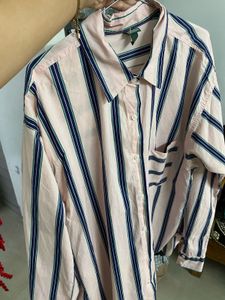 Striped Button-Down oversized women shirt