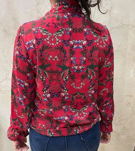 Floral Tie Neck Blouse