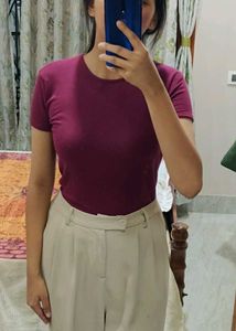 Maroon Fitted Top