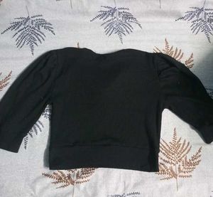 Black Ribbed Tie-Front Top