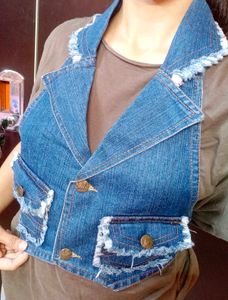 Denim Corset Tie-up Top
