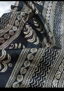 Printed Kalamkari Art Silk Saree (black)