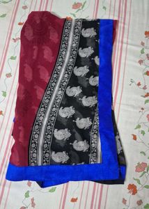 Pink & Black Saree