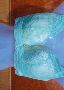 Mint Green Light Padded Lace Bra 34C And 36C
