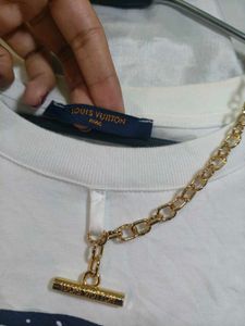 Luxury Louis Vuitton Graphic Tee With Chains