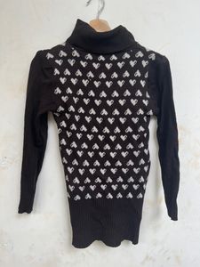 Brown Heart Print Sweater