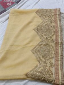 Elegant Gold Embroidered Saree