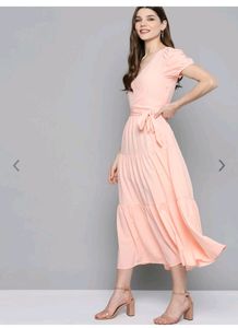 Peach Wrap Midi Dress