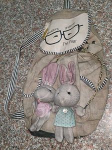 Cute Backpack with Bunny Plushies