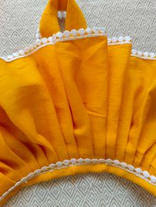 Yellow Dress with Lace Trim