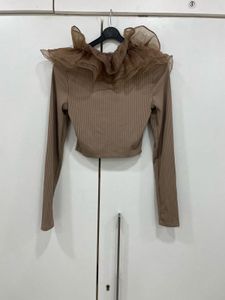 🤎 The Mocha Ballet Top: ZARA Ruffle Dream! 🩰