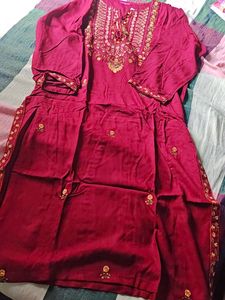 Maroon Embroidered Kurti