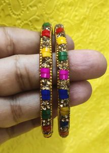 Colorful Beaded Bangles - Set of 2, 🆕✨