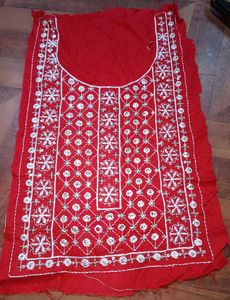 Red and white Embroidered neck patch  ne