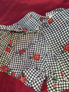 Gingham Floral Mini Skirt For Girl Newwwwww